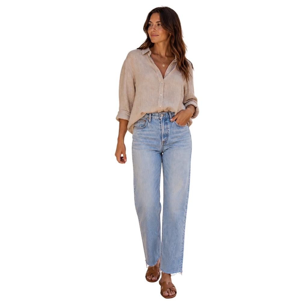 AGOLDE "Cherie" High Rise Straight Leg Jeans Light Blue A084B-811 Womens 26